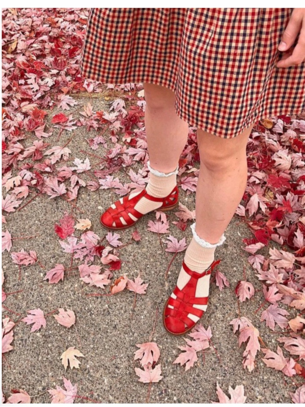 Chelsea Crew Red Leather Vintage-Style Fisherman Sandals